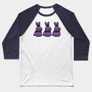 Easter Bunny likes Three Bunnies Lavender Stripes Baseball T-Shirt